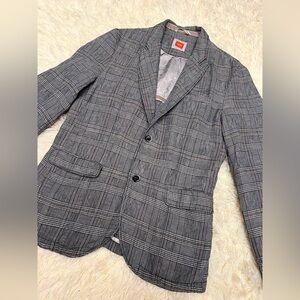 Boss Hugo Boss Linen Gray Plaid Sport Jacket Blazer Size 42 R
